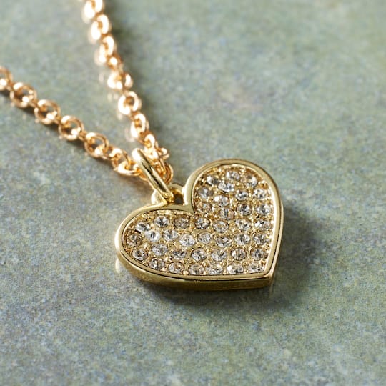12 Pack: Charmalong™ 14K Gold-Plated Pavé Heart Charm by Bead Landing™